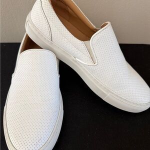Greats White Perforated Lesther Women's Slip-On Sneakers